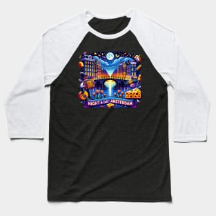 Amsterdam at Twilight Sticker Baseball T-Shirt